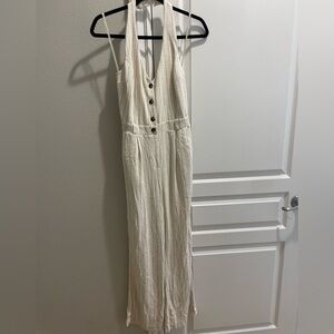 Monteau Cream Button-Front Jumpsuit